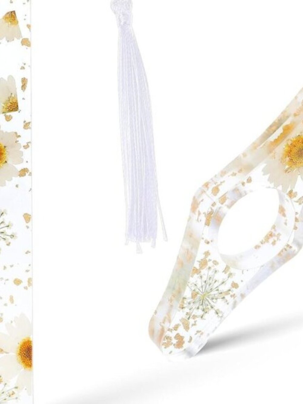 2Pcs Book Page Holder, Dried Flower Resin Thumb Book Page Holder and Bookmark wi